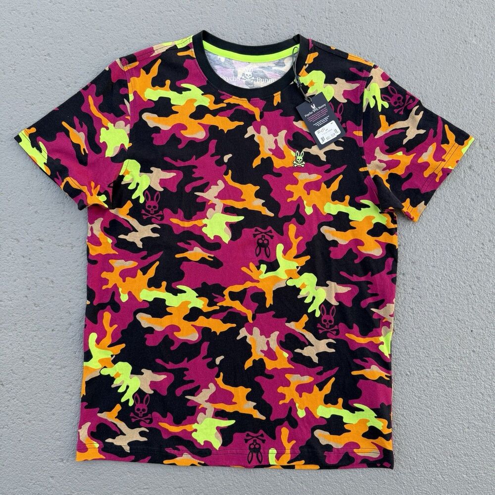 Men’s Psycho Bunny Allen Camo T-Shirt Wild Berry 4/Small